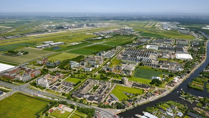 Luchtfoto Schiphol Rijk logistics park and business area, Amsterdam Airport Schiphol, the Netherlands.